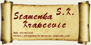 Stamenka Krapčević vizit kartica